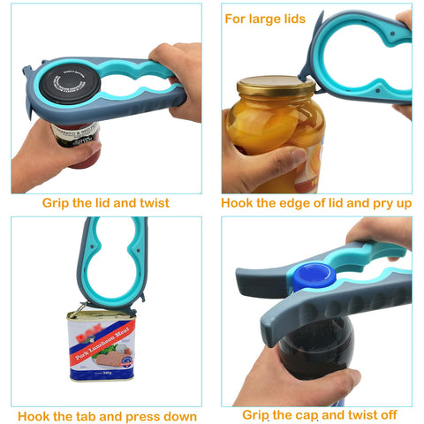 Otstar 6-in-1 bottle opener with 5-in-1 function for caps and cans