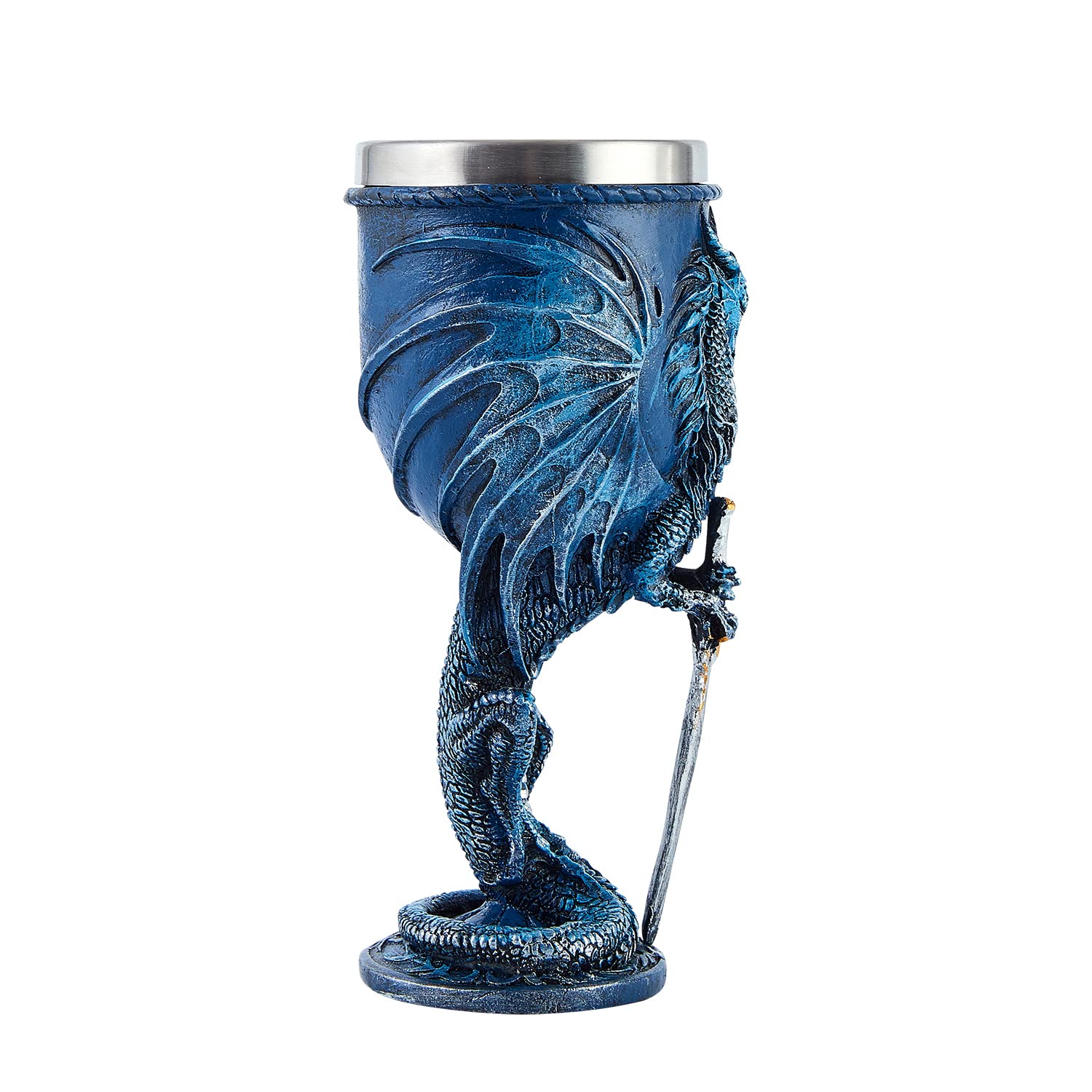 Ottalent Blue Dragon Goblet side detail showing dragon sword motif and craftsmanship.