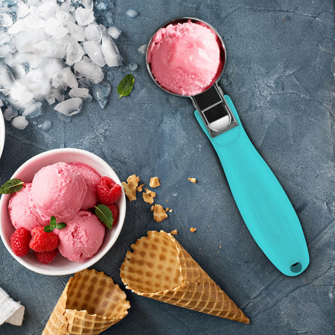 OTVAFAVA lake blue kitchen dessert setup with scoop.