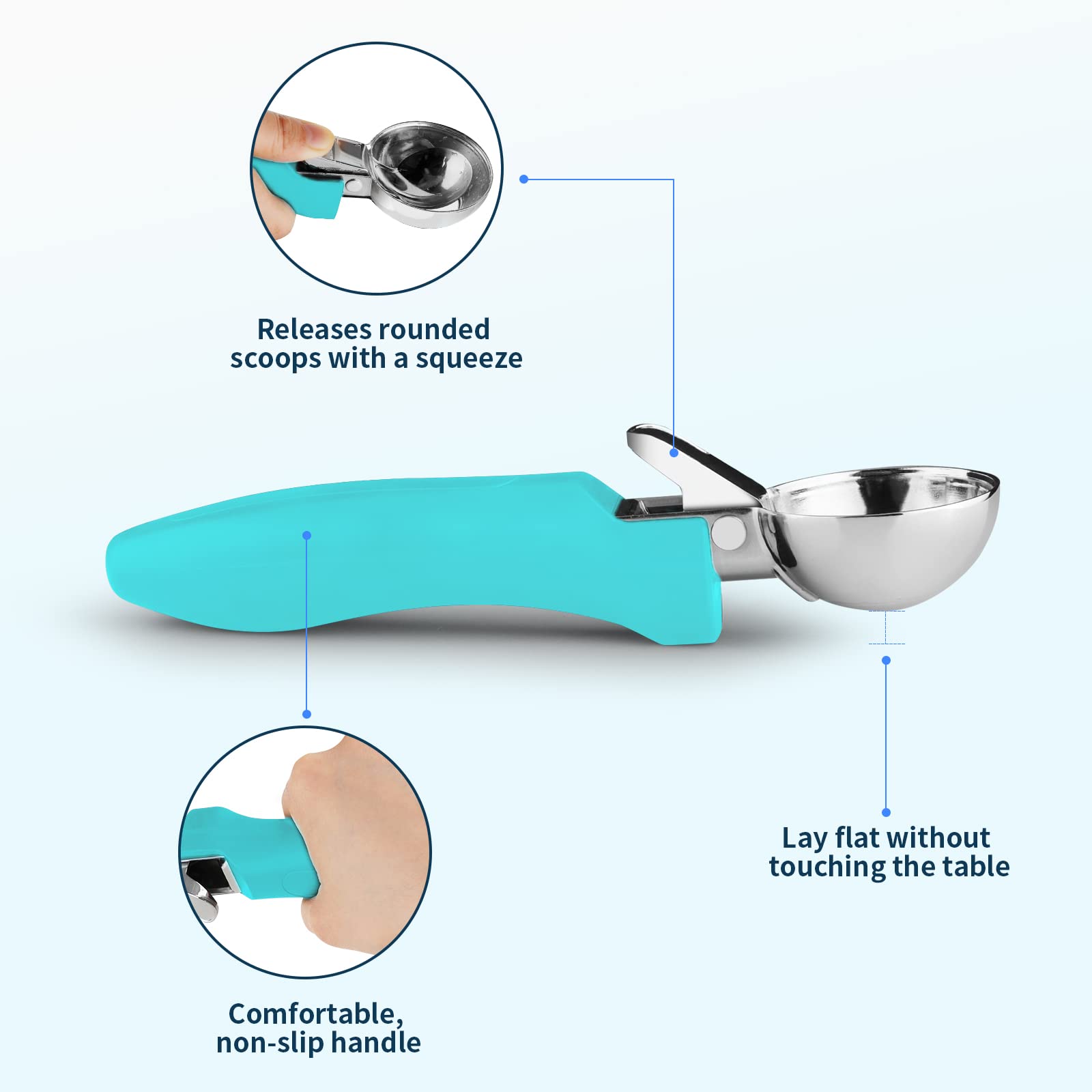 OTVAFAVA lake blue scoop with 3 Tbsp capacity.