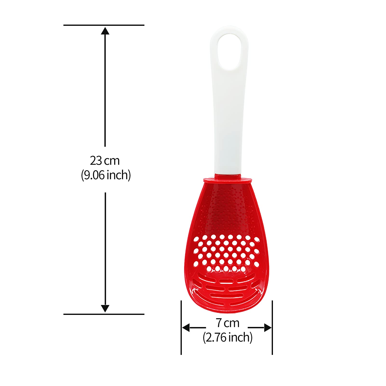 Ouboda 6-in-1 spoon side view demonstrating ergonomic control during prep