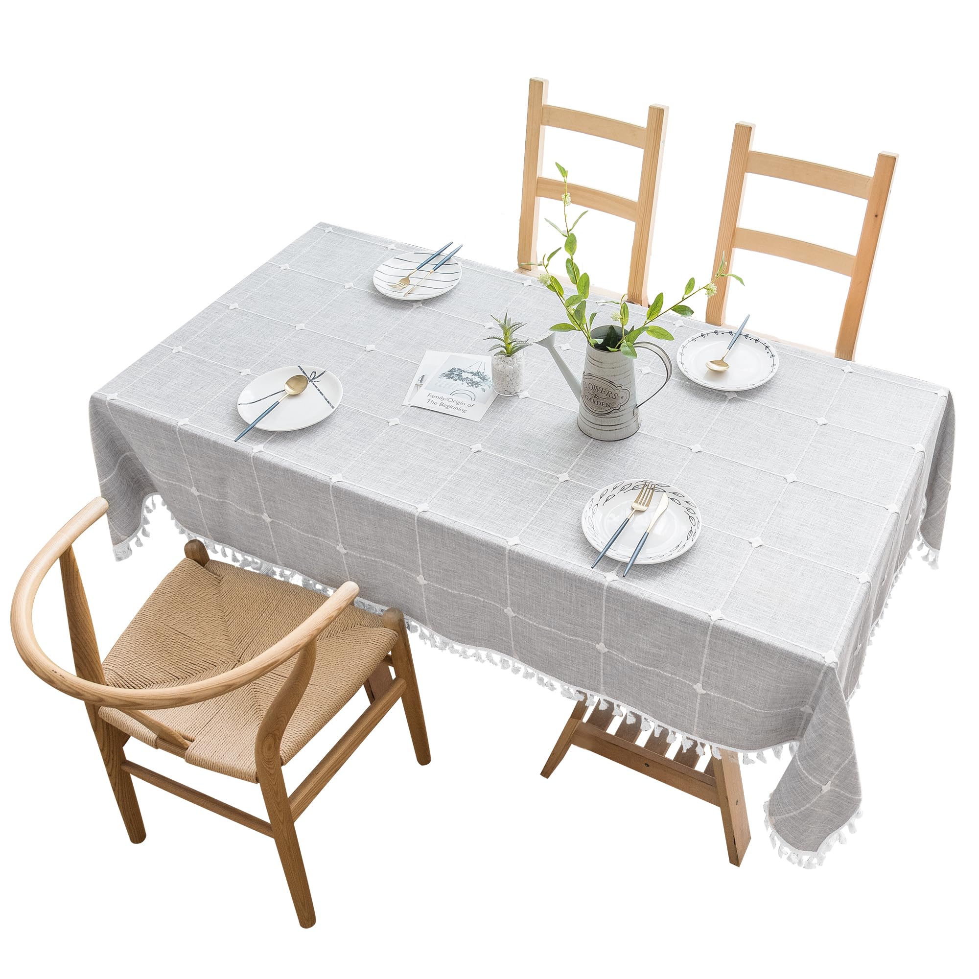 Outdoor wedding or banquet setup featuring Oubonun tablecloth in a serene grey.