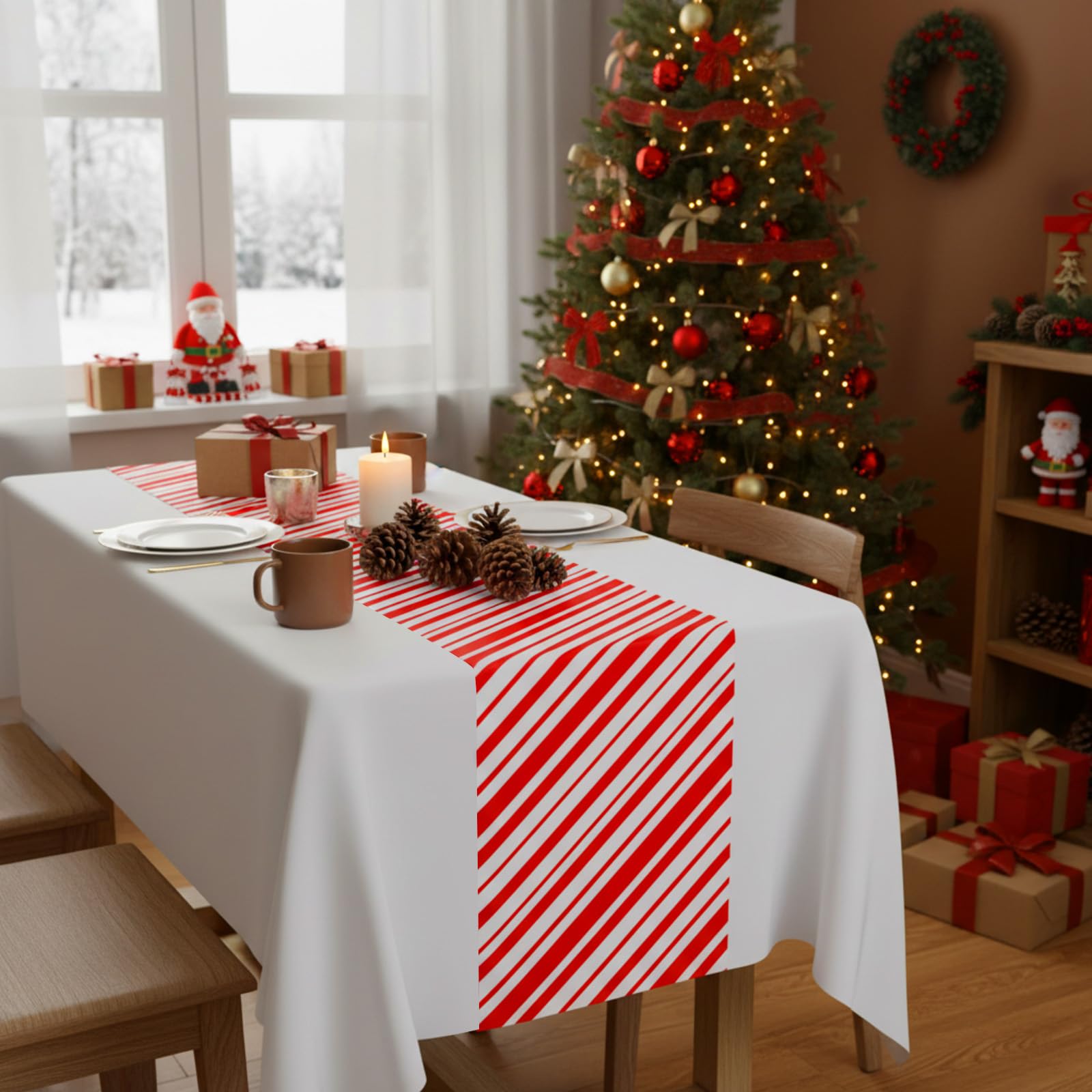 Oudain easy-clean tablecloth offers fuss-free setup for indoor parties.