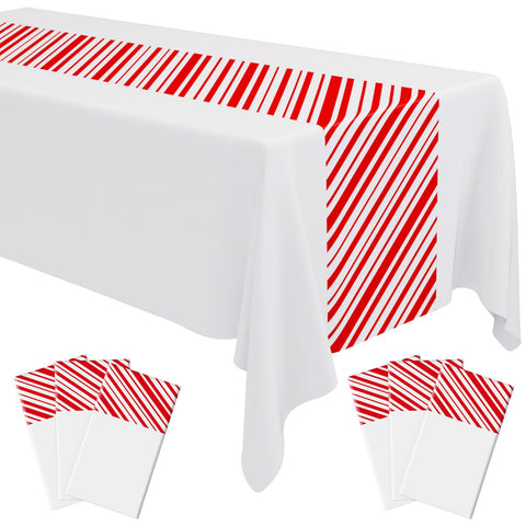 Oudain red and white striped tablecloth for Christmas dinners and festive gatherings.
