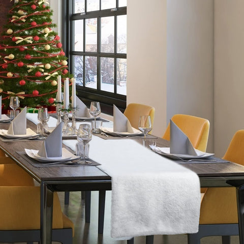 Ouddy Mode Christmas table runner enhances elegant decor for festive tables.