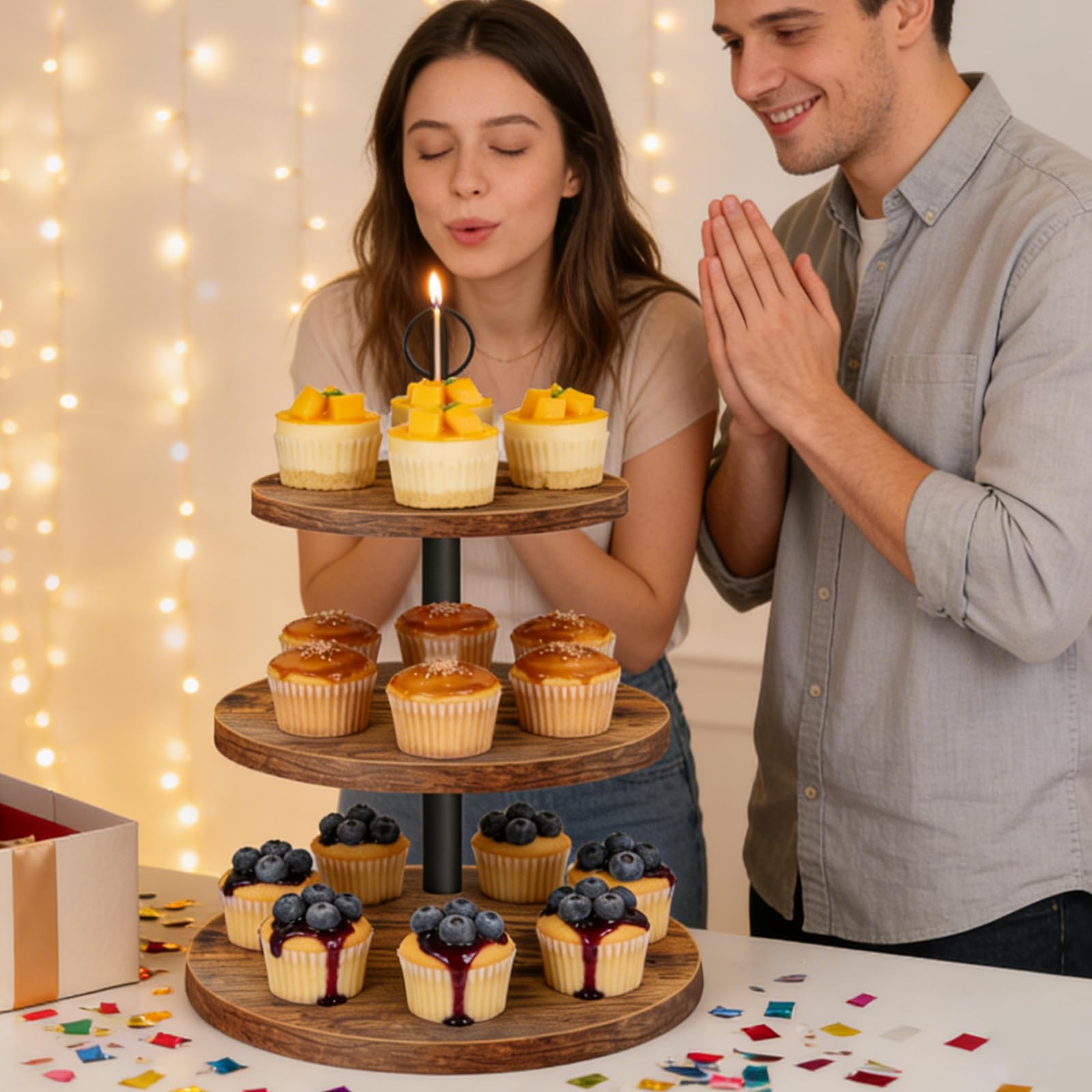 OugeWood cupcake stand 2-pack offers versatile dessert table options