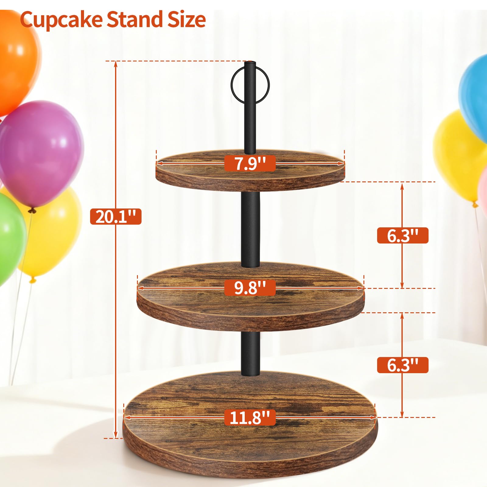 OugeWood cupcake stand adjustable height enables flexible tier spacing