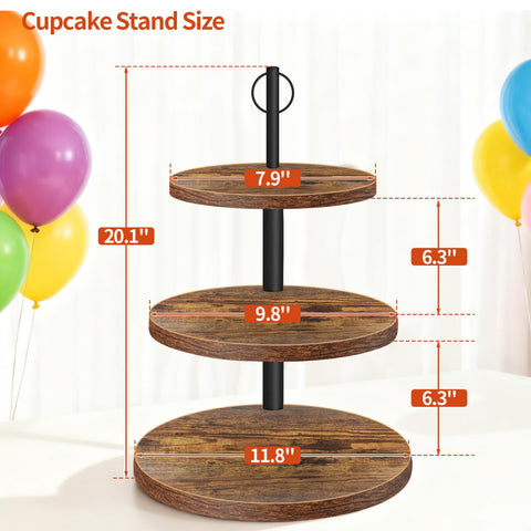 OugeWood cupcake stand adjustable height enables flexible tier spacing