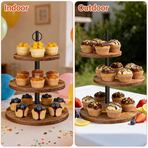 OugeWood Cupcake Stand rear support allows easy access to cupcakes during celebrations.