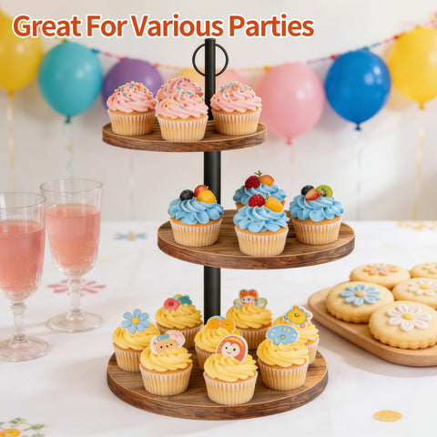 OugeWood cupcake stand rustic display suits weddings, baby showers, and parties