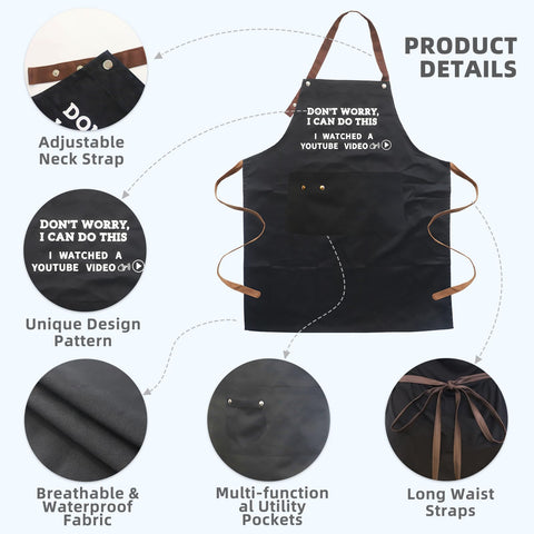 Ougher waterproof and oil-resistant finish keeps outfits clean during cooking sessions.