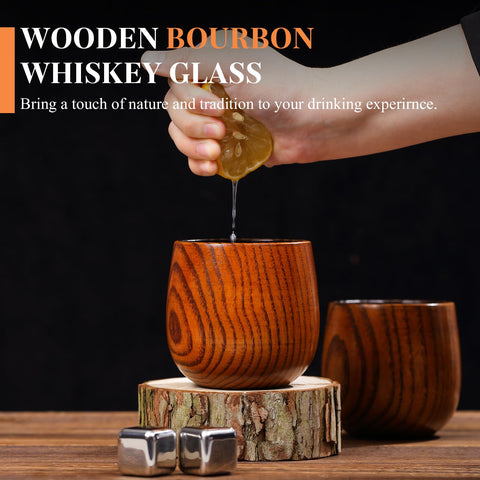 OUHT Durable wooden whiskey glass resists breakage for rugged use