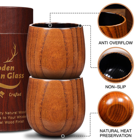 OUHT Gift packaging showcases premium wooden whiskey glass as a thoughtful present