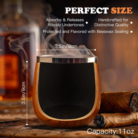 OUHT Handheld wooden whiskey glass emphasizes comfortable grip