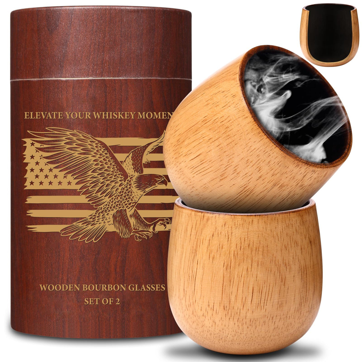 OUHT Oak Charred Whiskey Glass with rustic texture for bourbon aroma