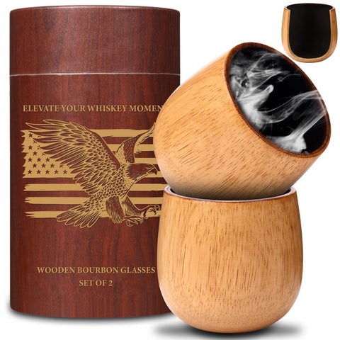 OUHT Oak Charred Whiskey Glass with rustic texture for bourbon aroma