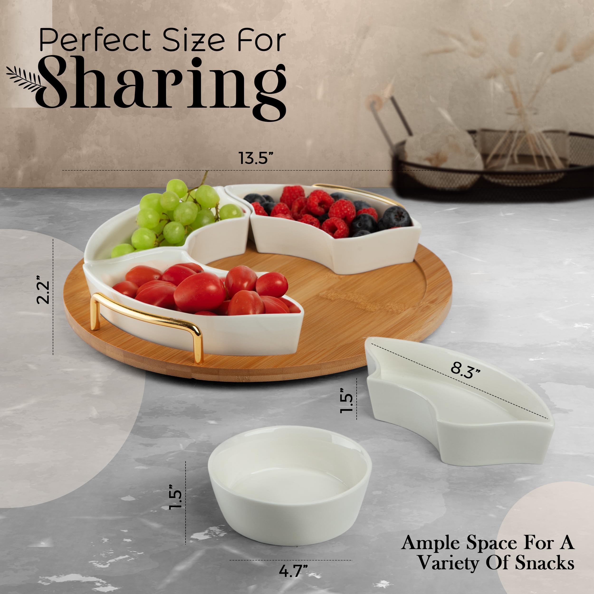 Oui Raquel divided serving tray ideal for chips, sauces, and snacks.
