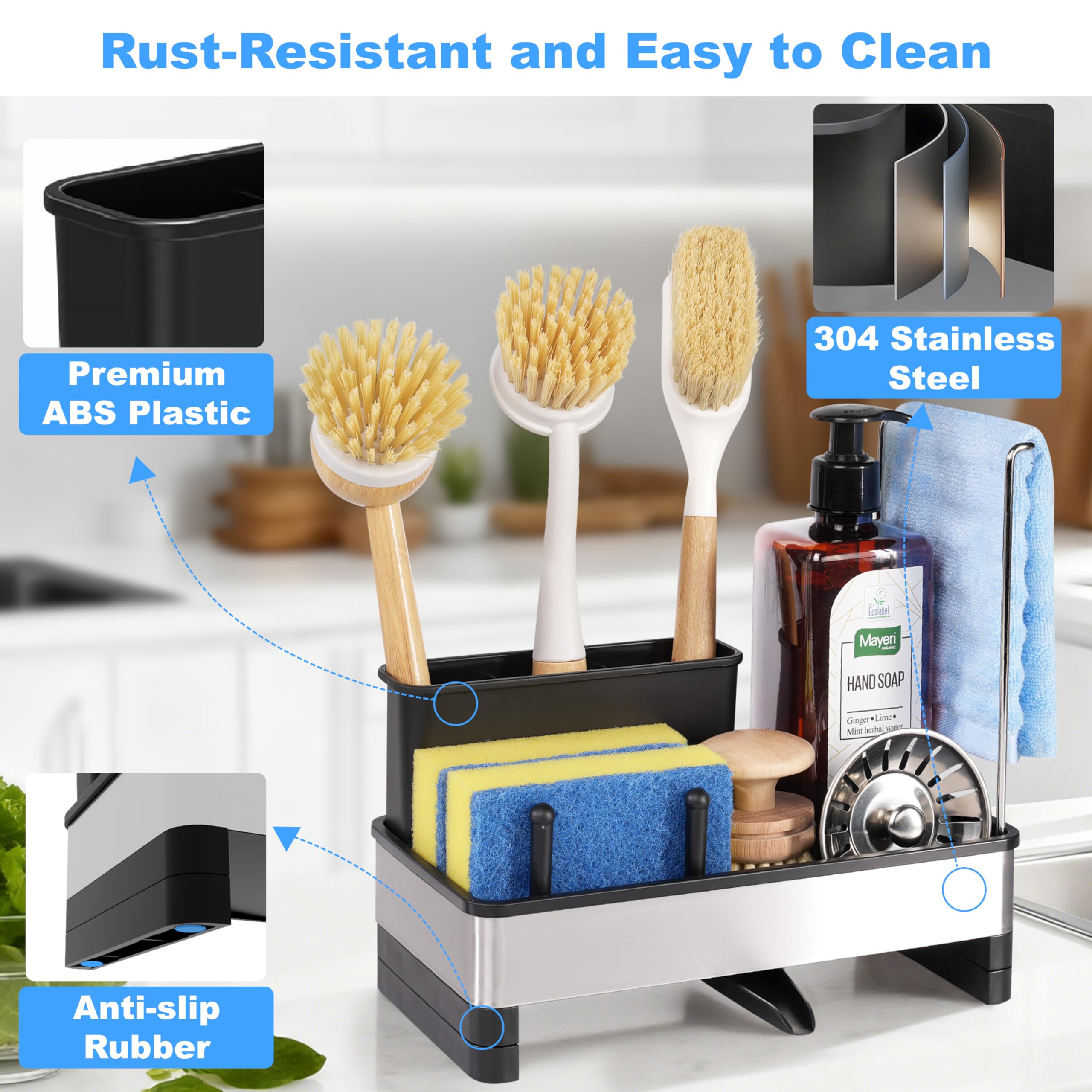 Ouletoy dish cloth rack with separate compartments for brushes and sponges.