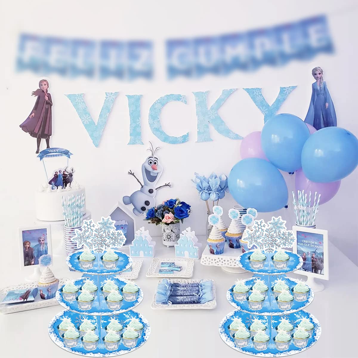 OULUN Snowflake Stand assembled, quick setup for effortless party display.
