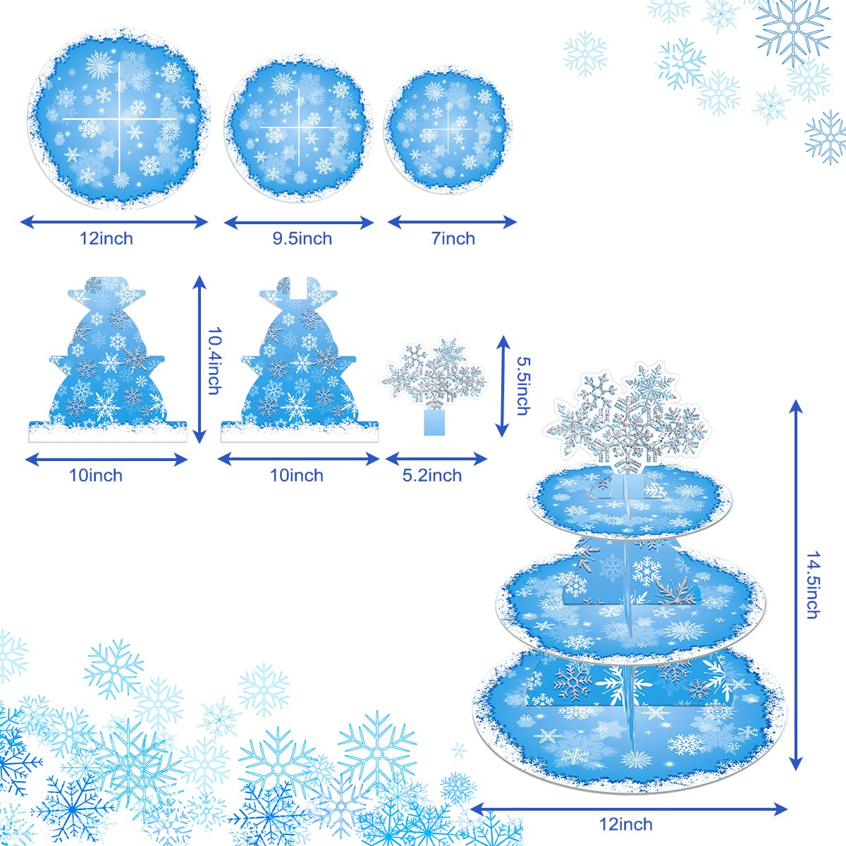 OULUN Snowflake Stand bottom tier perspective, sturdy base supports diverse treats.