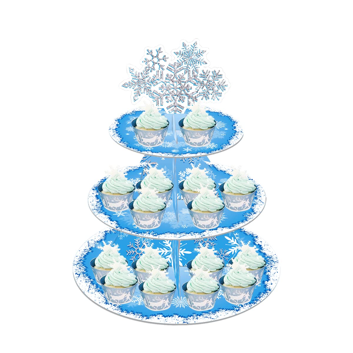 OULUN Snowflake Stand top tier view, ideal for elegant winter party desserts.