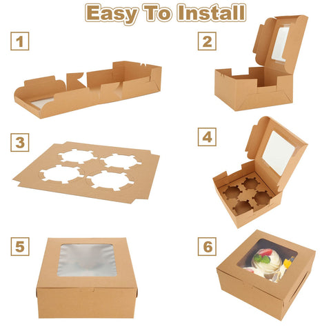 Oungy cupcake box with four-hole insert secures muffins and pastries