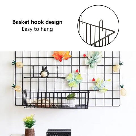 Oungy wall grid storage for kitchen and bathroom keeps items accessible.