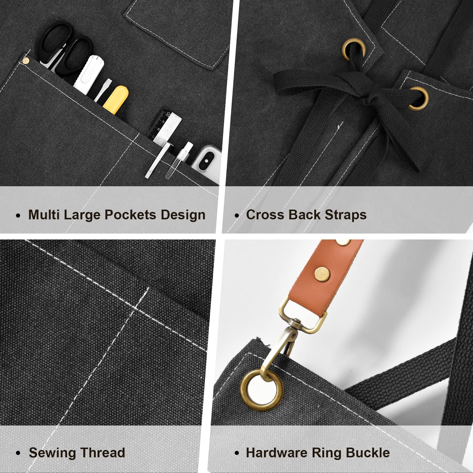 OUNLEN apron with reinforced rivets and stitched corners for long-lasting wear