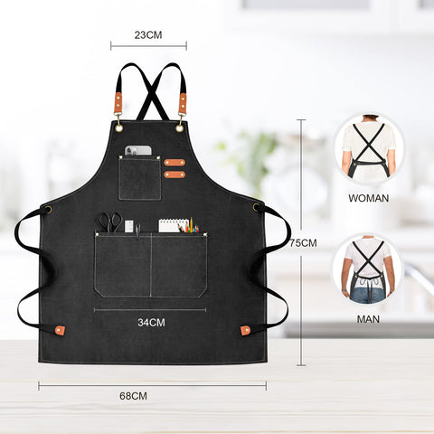 OUNLEN canvas apron with brass buckle detail offers durable adjustability