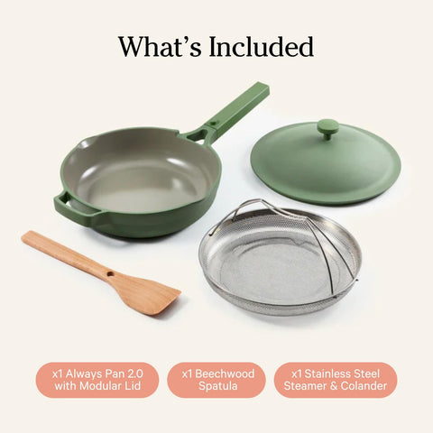 Our Place Always Pan 2.0 ceramic nonstick coating provides easy cleanups.