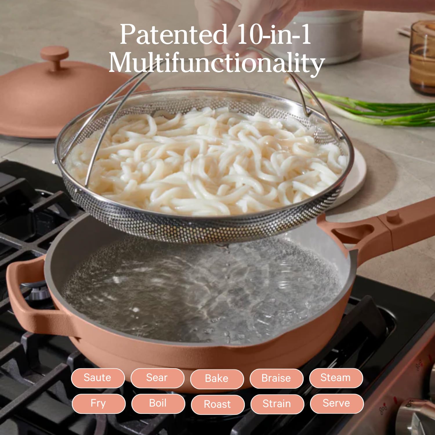 Our Place Always Pan 2.0 modular lid providing moisture control and venting when cooking
