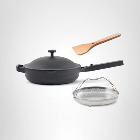 Our Place Always Pan 2.0 oven-safe up to 450F for finishing dishes.