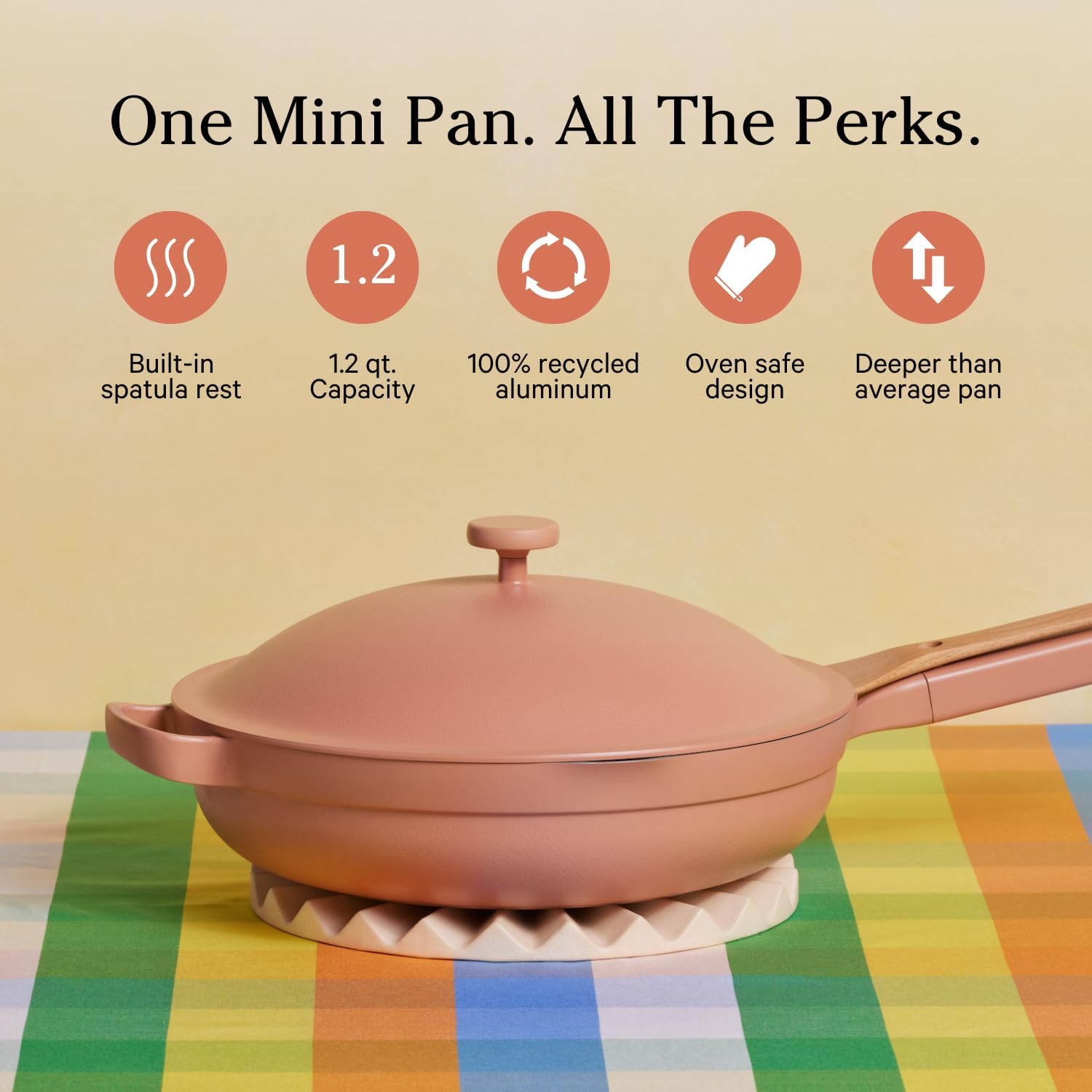Our Place Mini Always Pan with modular lid demonstrating steam-release control