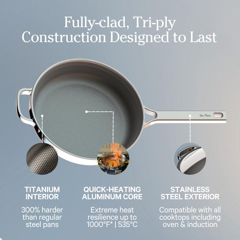 Inner titanium detail underscores durable, coating-free performance