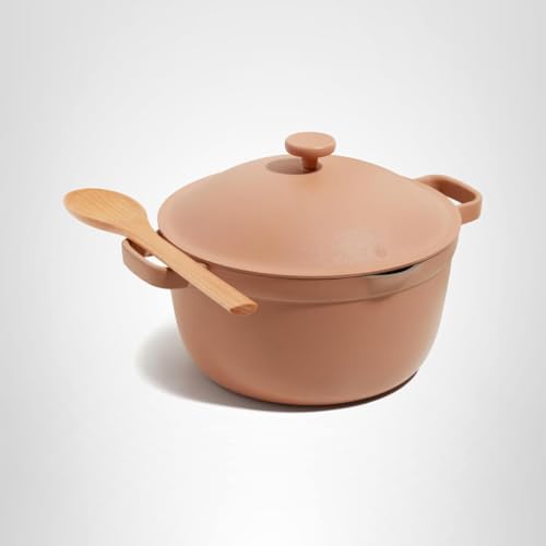 Our Place Perfect Pot with beechwood spoon included for two-serving options.