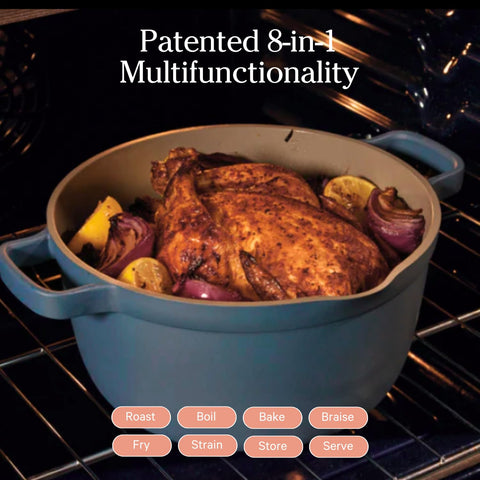 Our Place Perfect Pot ceramic coating delivers easy release and simple cleanup.
