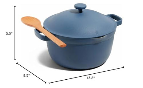 Our Place Perfect Pot dome lid traps steam for tender results.