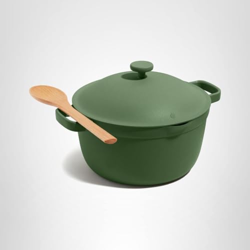 Our Place Perfect Pot sage 5.5 qt capacity ideal for family meals and batch prep