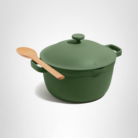 Our Place Perfect Pot sage 5.5 qt capacity ideal for family meals and batch prep