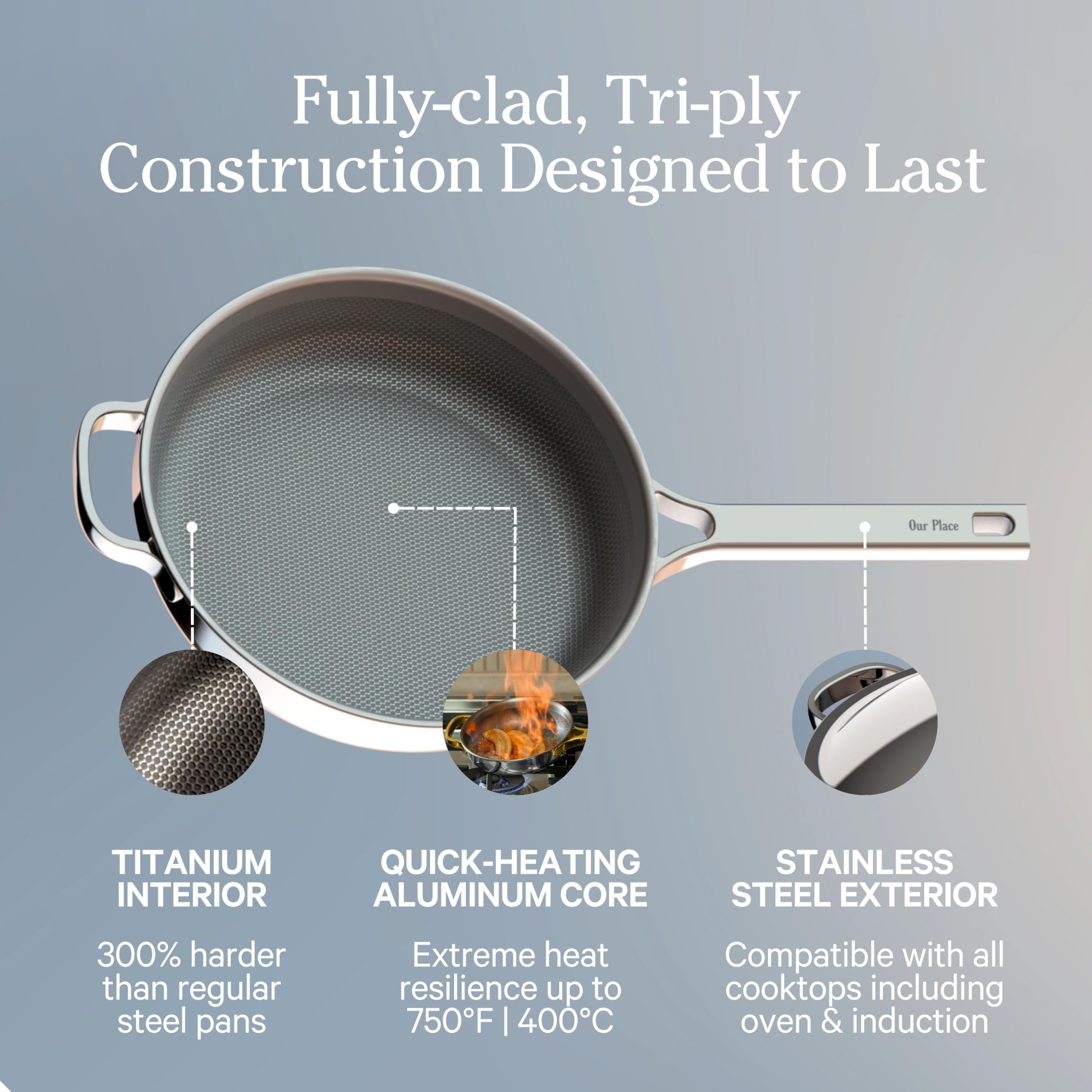 Our Place Always Pan Pro with included spatula for convenient cooking