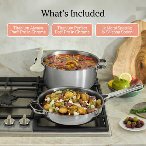 Our Place Titanium Pro Induction-compatible cookware set for modern kitchens.