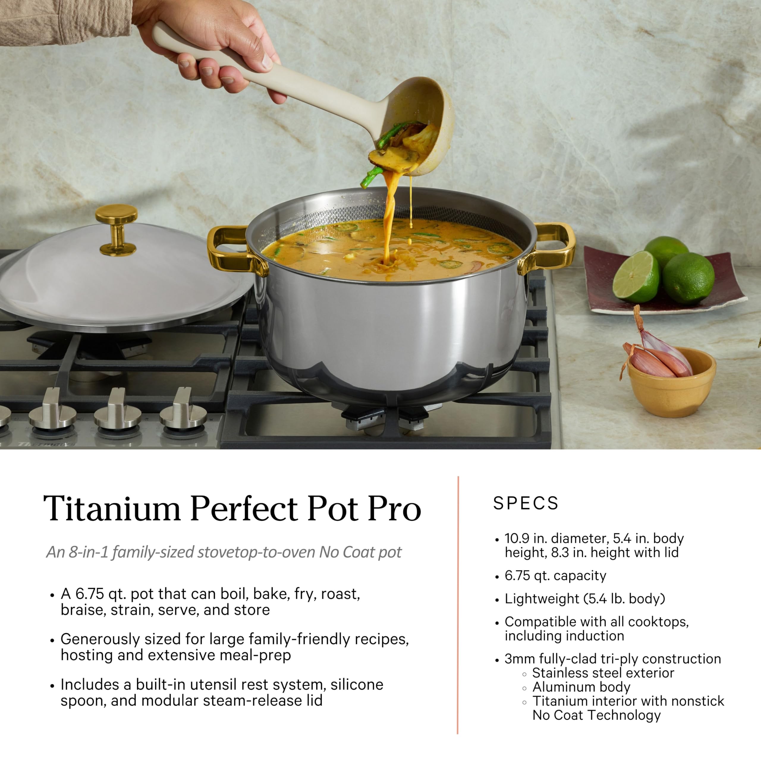 Our Place Titanium Pro no-coating interior close-up shows PFAS-free nonstick.