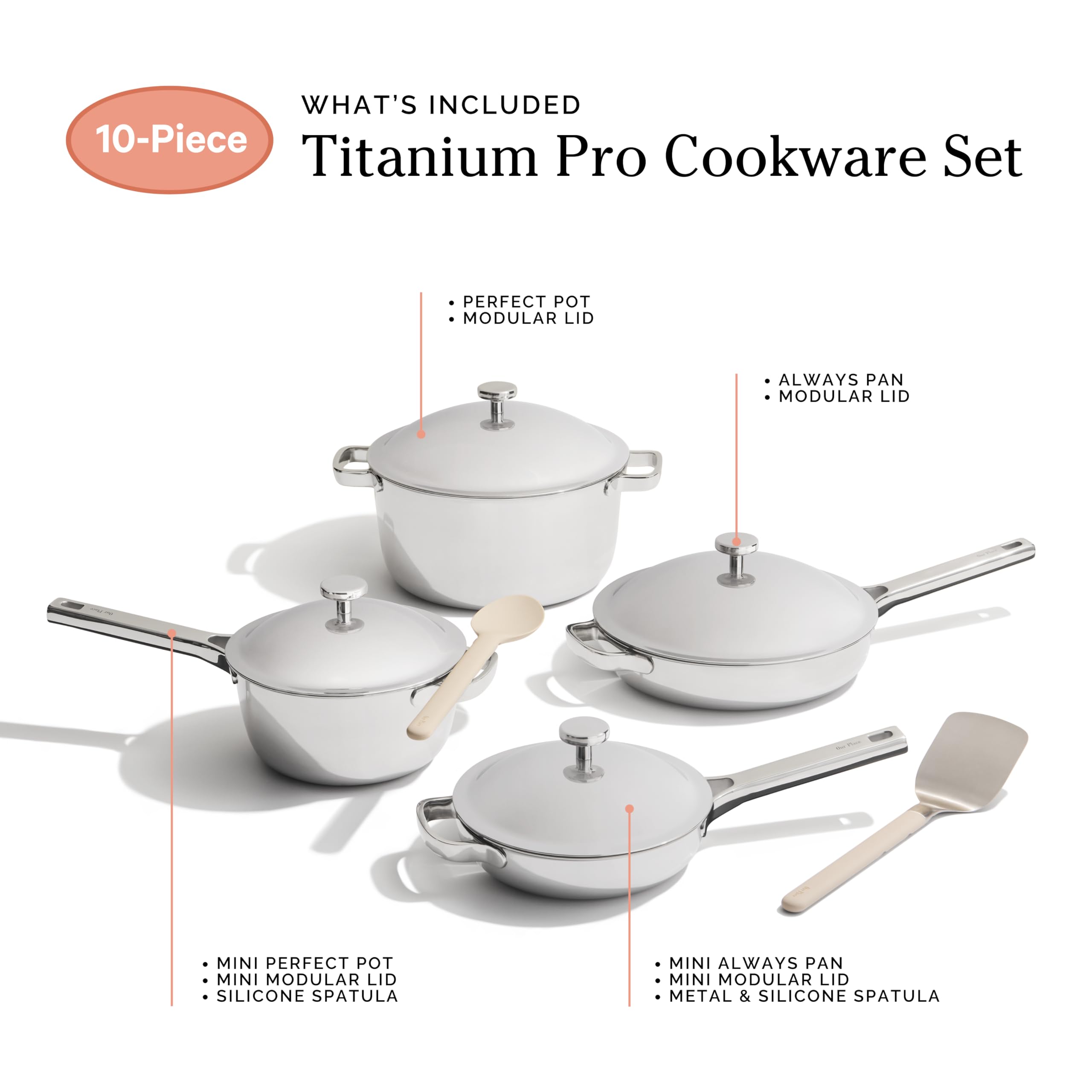 Our Place Titanium Pro's sleek satin finish adds modern style and easy cleaning.
