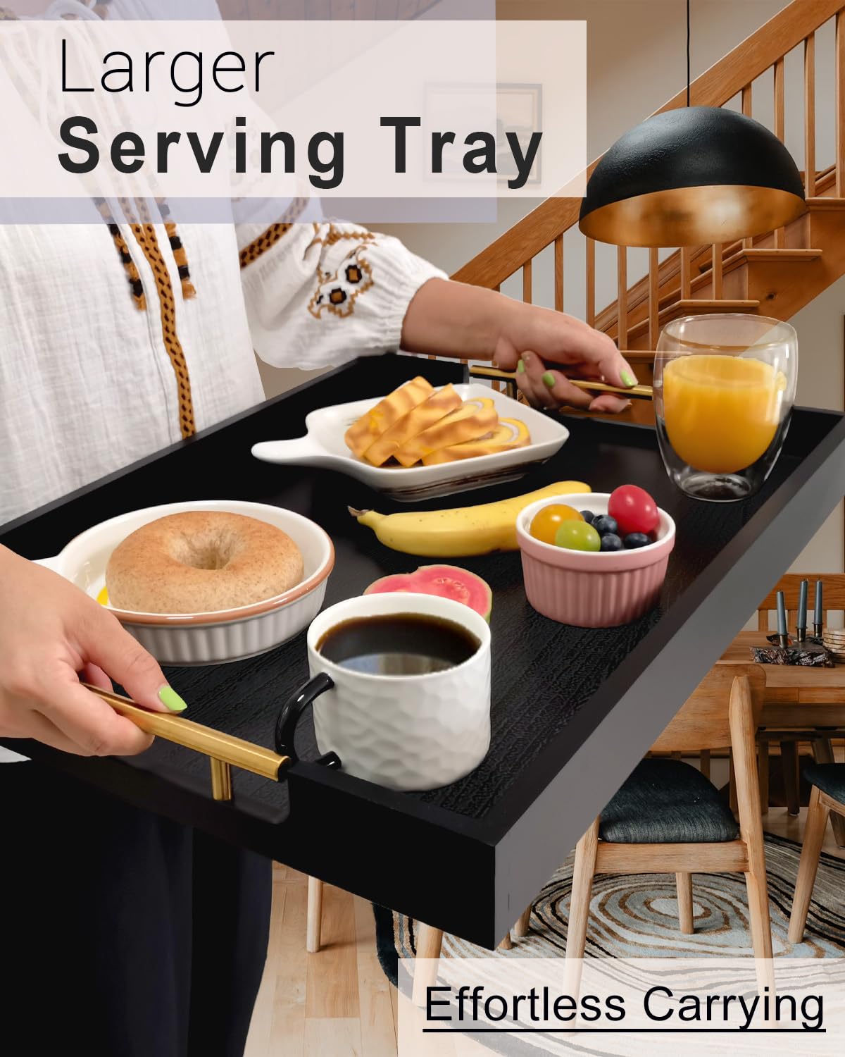 OurMiao ottoman tray fits modern and traditional decors on coffee tables.