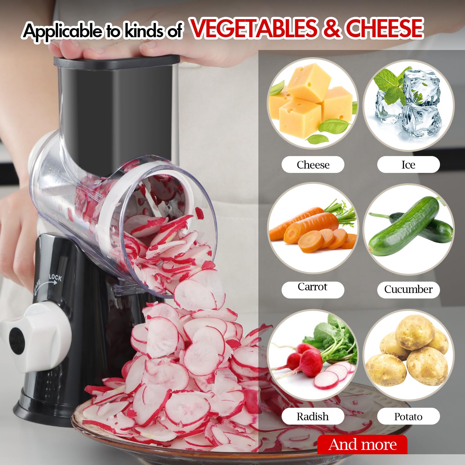 Ourokhome suction base keeps the grater steady on counters.