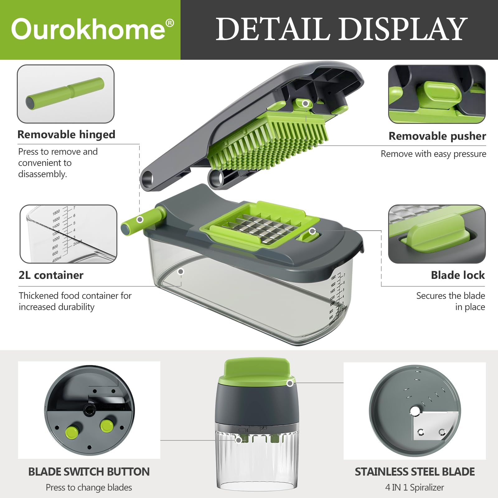 Ourokhome two dicing blades in stainless steel for quick even cubes