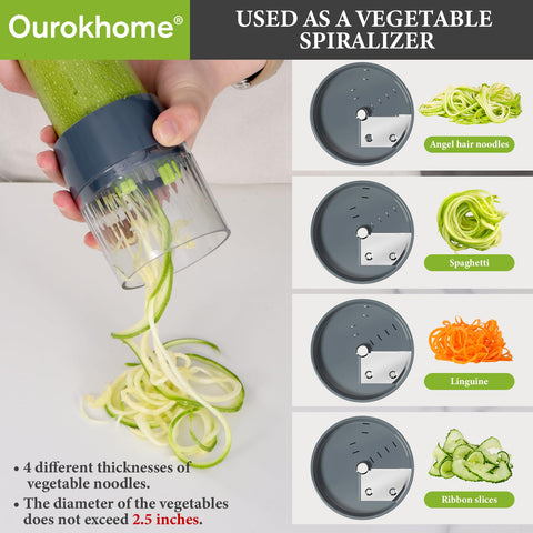 Ourokhome four-spiral blades zoodle maker for consistent veggie noodles
