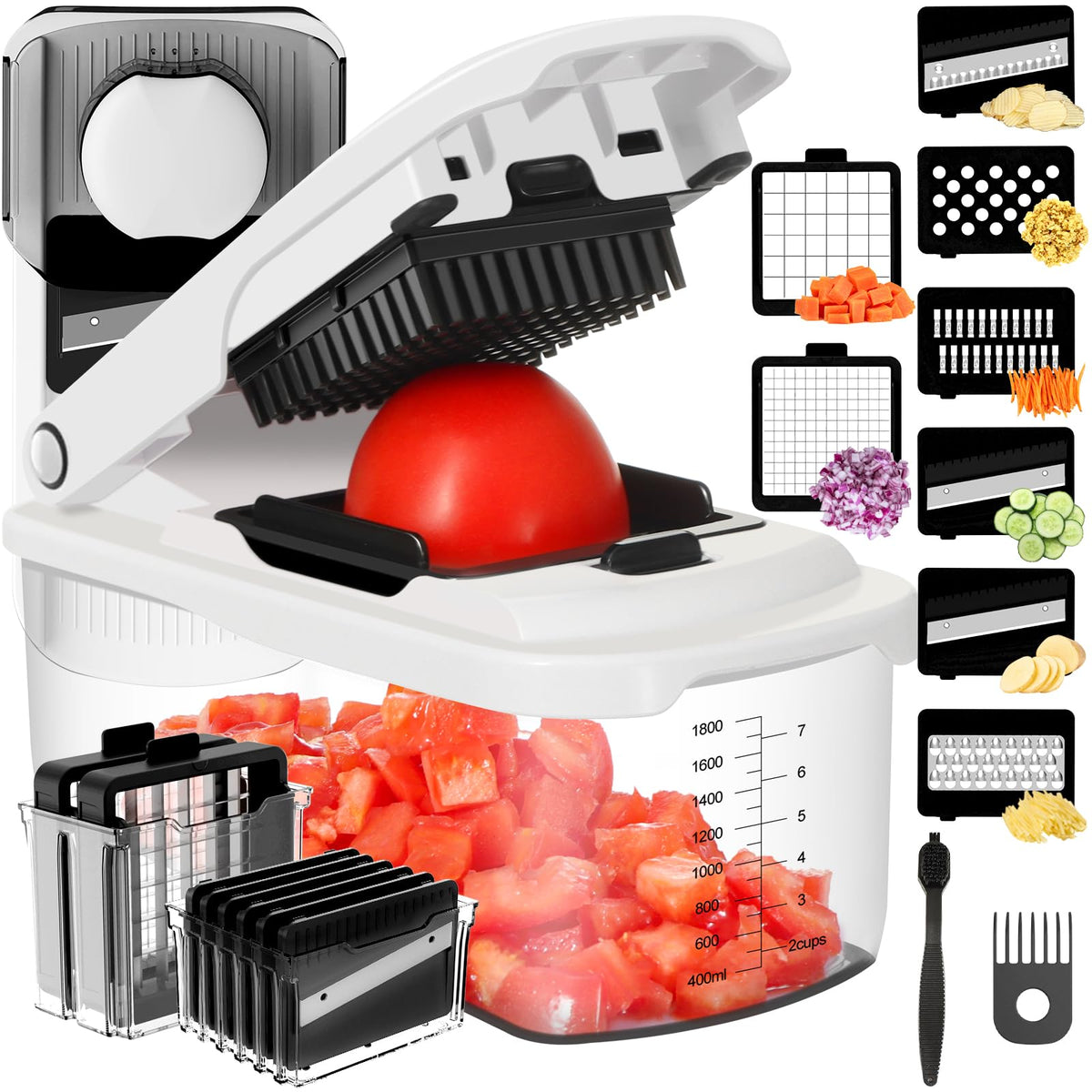 Ourokhome 8in1 food chopper container with measurement scale for precise ingredient prep