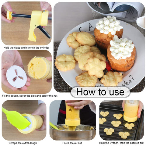 Ourokhome cookie press decorating tips set ready for creative spritzing.