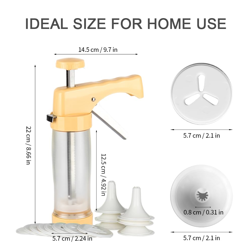 Ourokhome cookie press cap and nut assembly keeps components secure.